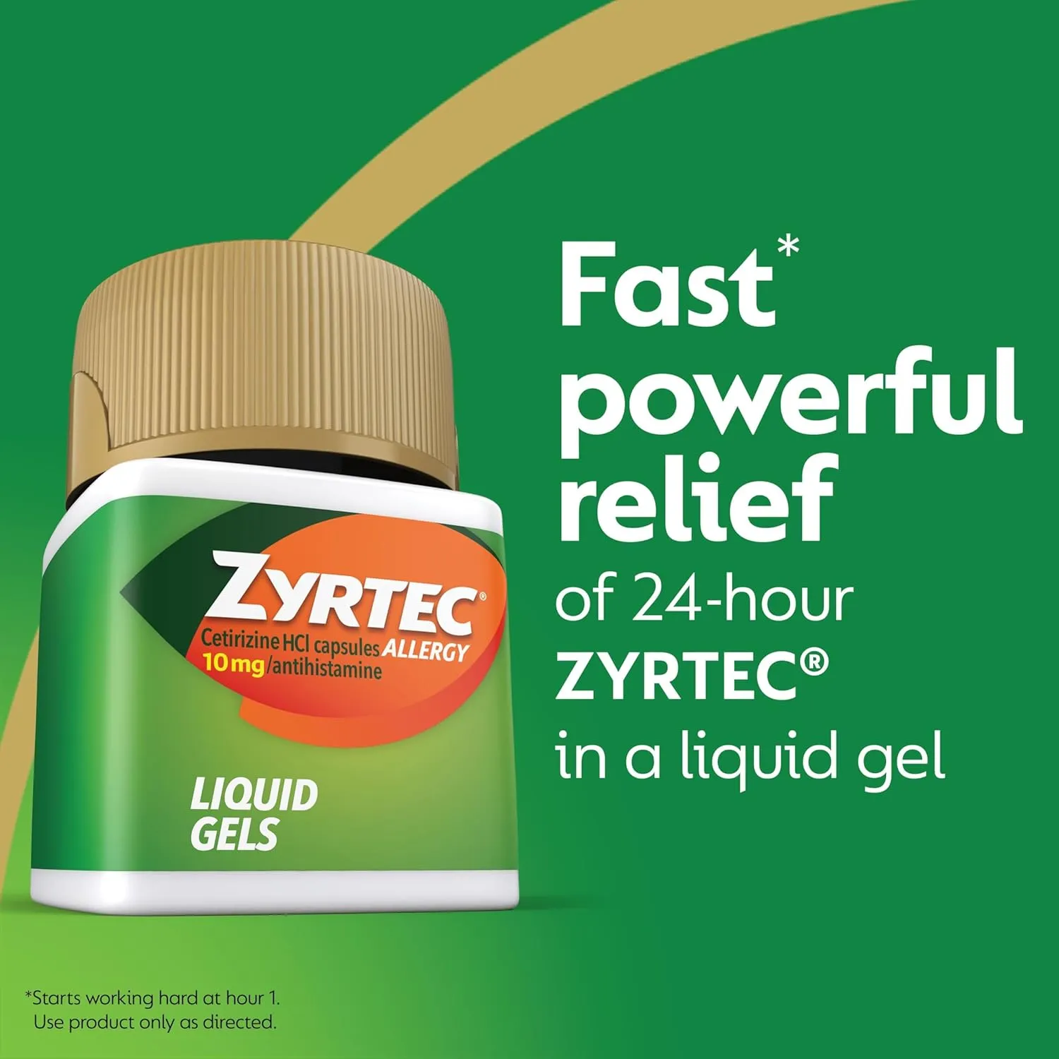 Zyrtec 24 Hour Allergy Relief Liquid Gels, Antihistamine Capsules with Cetirizine HCl Allergy Medicine for All-Day Relief from Runny Nose, Sneezing, Itchy Eyes & More, 40 Count