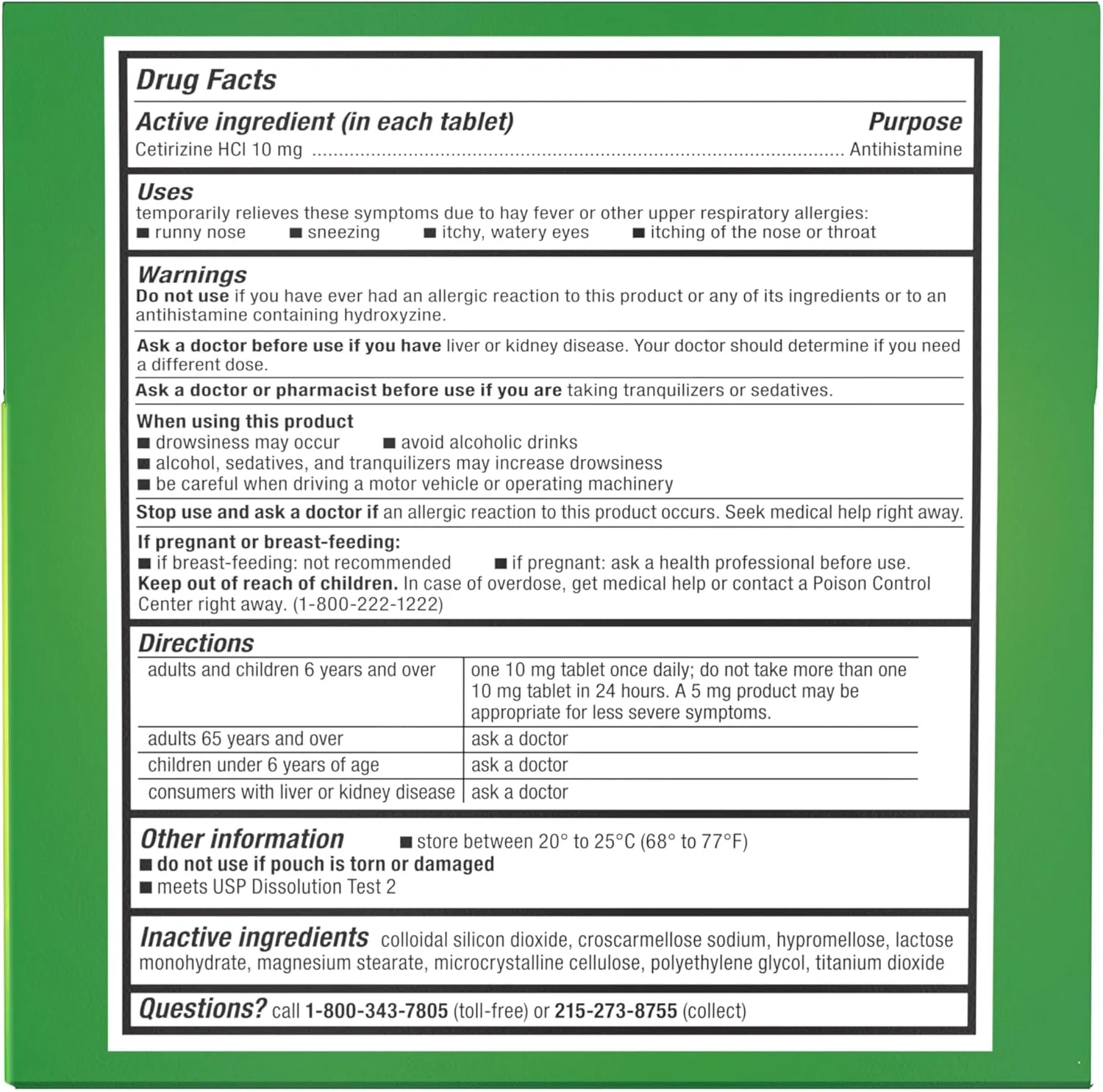Zyrtec 24 Hour Allergy Relief Tablets, Allergy Medicine with 10 mg Cetirizine HCl per Antihistamine Tablet for Allergies, On-The-Go Relief, Individual Travel Pouches, 14 ct, (14 x 1 ct)