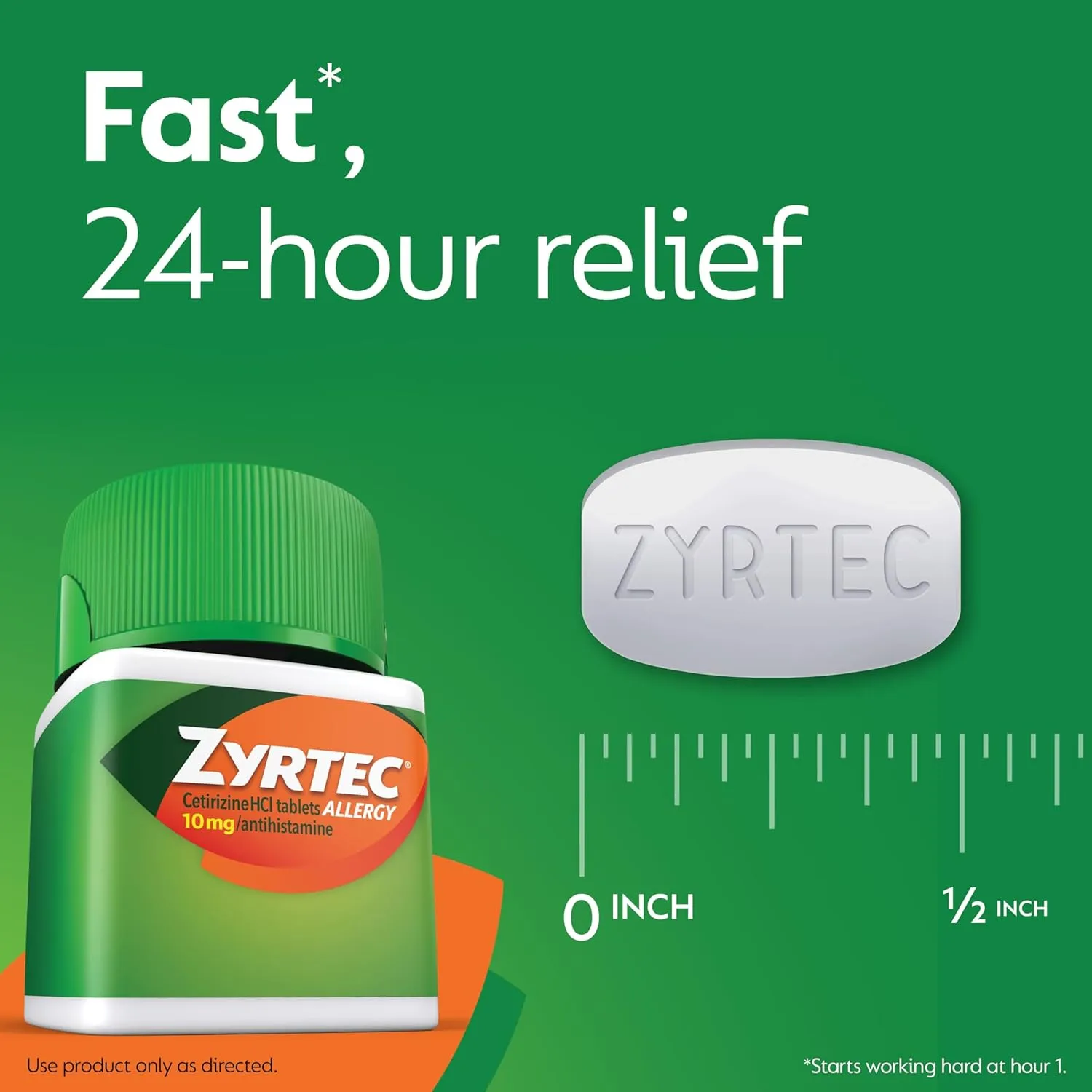 Zyrtec 24 Hour Allergy Relief Tablets, Indoor & Outdoor Allergy Medicine with 10 mg Cetirizine HCl Antihistamine for Allergies, Bundle of one, 30 ct Bottle & Three,1 ct Travel Packs